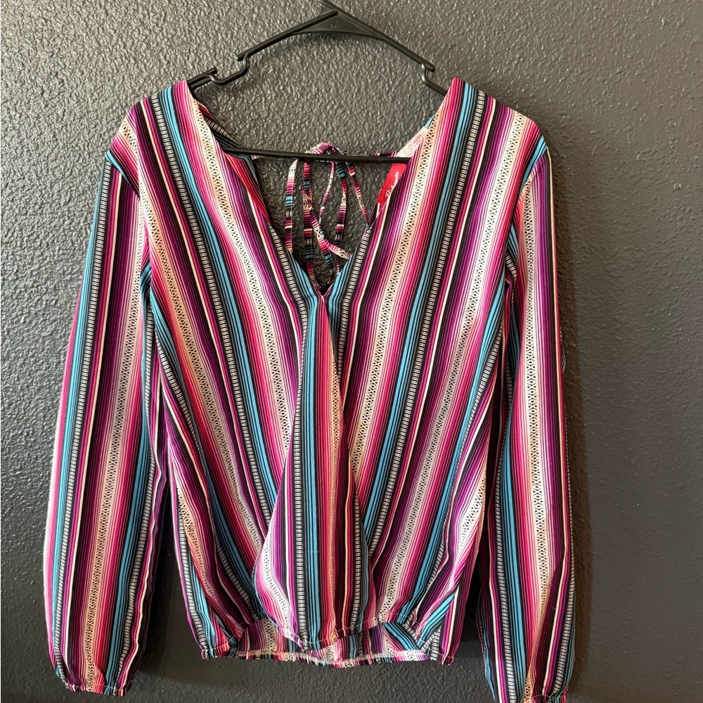 Striped Multicolor V-Neck Blouse